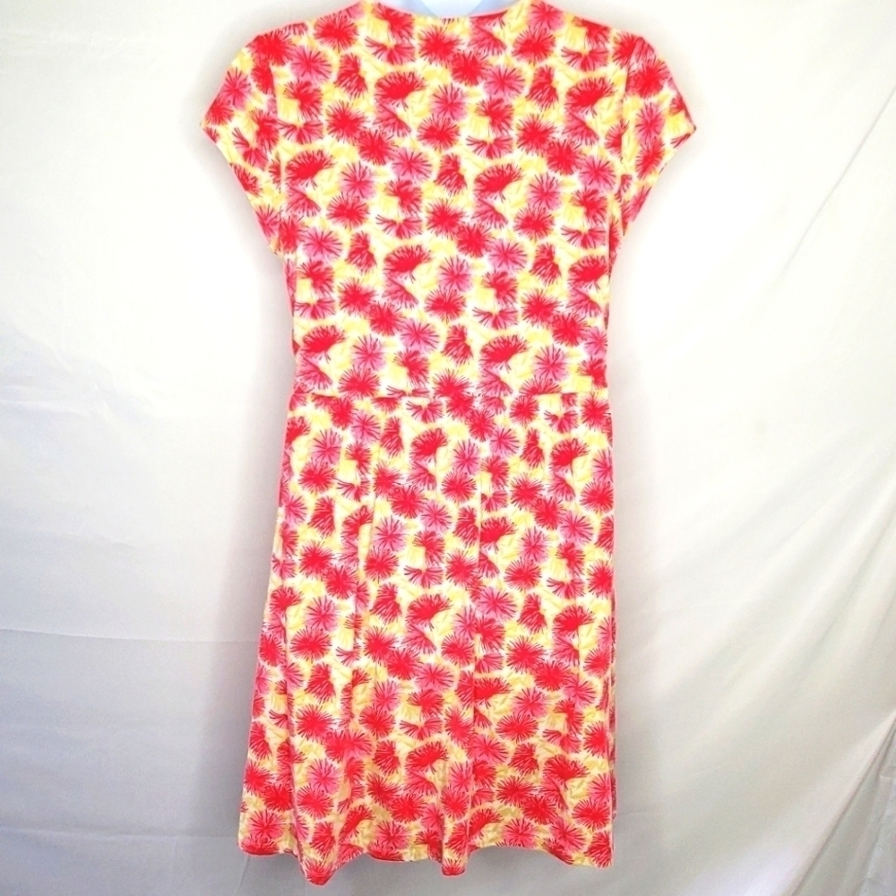 Garnet Hill Twist Front‎ Garden Party Dress Size 14 Floral Jersey Cap Sleeve - Picture 6 of 9